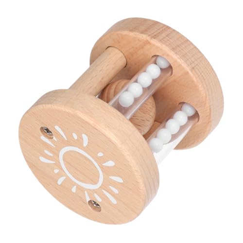 STAHAD モンテッソーリ 用木製手持ちガラガラ 知育音楽 天然木製ビーズ入り感覚楽器 視覚刺激とリズム創造支援 新生児向け 設計