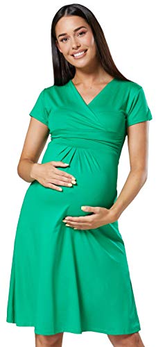 HAPPY MAMA Donna Abito Elasticizzato prémaman Vestito di Maglina Svasato