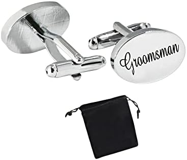 Silver Oval Mens Wedding Title Cufflinks Groom, Best Man, Usher, Page Boy by Virens Empourium (Father Of The Groom)
