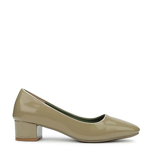 Image of Marc Loire Women Square Toe Solid Block Heel Pumps for Office, Party and Formal Wear