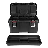 19-Inch Toolbox with Small Parts Organizer, Heavy-Duty Resin Tool Storage, Portable