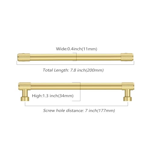 Asidrama 10 Pack 7 Inch(177mm) Brushed Gold Cabinet Pulls Knurled Cabinet Handles Cupboard Handles Gold Kitchen Cabinet Hardware for Cupboard Drawer Pulls by Asidrama - Used condition - Image 2
