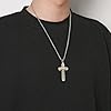 HZMAN Cross Necklace for Men Stainless Steel Jesus Crucifix INRI Cross Pendant Necklace Jewelry Gift (Silver Gold) #1