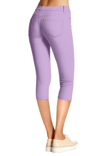 Hybrid & Company Women's Ultra Stretch Mid Rise Skinny Capri Pants with Pockets Q44876X NW Lilac 1X