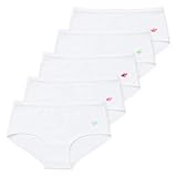 Lucky & Me | Annika Girls Boyshort Panties | Soft Cotton Blend Underwear | 5-Pack (4-5T, White)