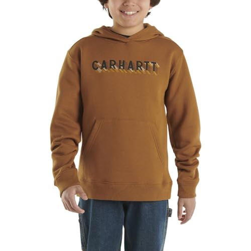 Carhartt Kid's CA6467 Long-Sleeve Graphic Sweatshirt - Boys - Medium (10-12) - Carhartt Brown