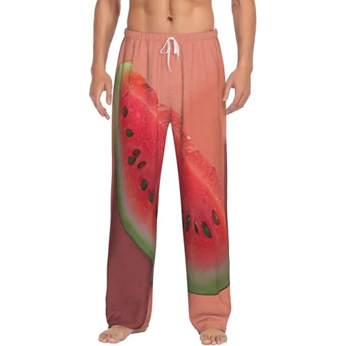 Pantalon de pyjama homme en polaire rouge à pastèques avec poches