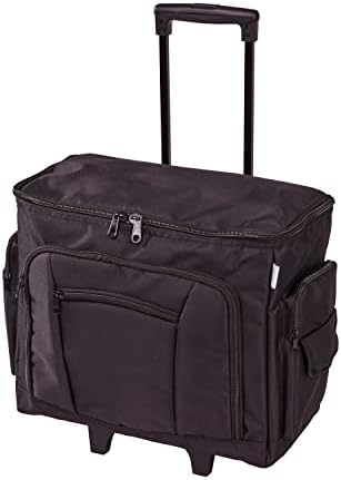 Sewing Online Large Sewing Machine Trolley Bag on Wheels in a Durable Black Fabric, 47 x 38 x 24cm, 006105-BLACK