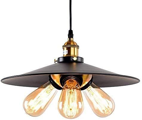 Lámpara colgante industrial de 3 cabezas vintage en negro mate E27 para isla de cocina