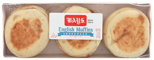 Bays Sourdough English Muffins, 6 count, (2.0 oz each), Pre-sliced English Muffins, 12 oz Tray