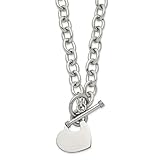 Auriga Fine Jewelry AFJ-QG-SRN1464-18-PK - Collar de cadena de eslabones abiertos de acero inoxidable pulido para mujer, 18 pulgadas, color blanco