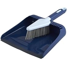 Casabella Wayclean Handheld Angled, Medium, Grey Dustpan and Brush Set, Green and Taupe