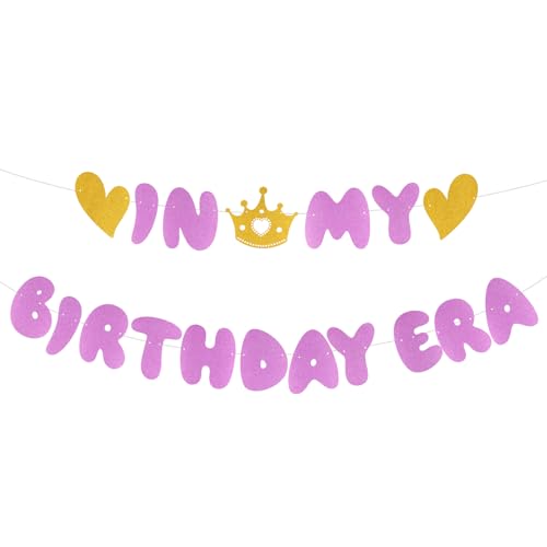Banner de In My Birthday Era, Rosa con Purpurina Banner de Feliz Cumpleaños Cantante Pancarta de Fiesta de Cumpleaños Colgante Guirnalda para Niñas Cumpleaños Fiesta Decoraciones Suministros