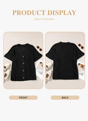 Image of Eytino Womens Plus Size Tops Casual V Neck Short Sleeve Waffle Knit Button Down Shirts(1X-5X)