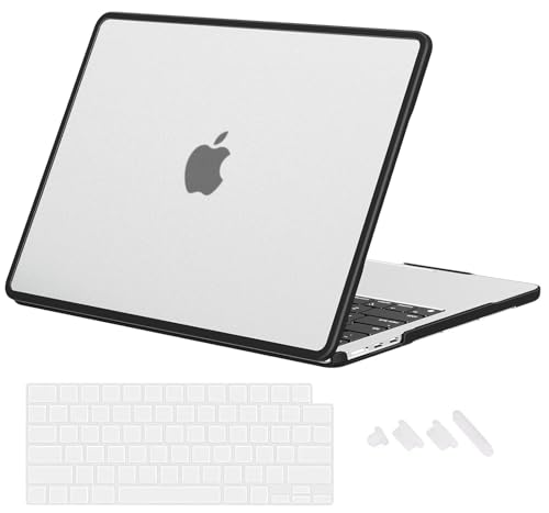 Image of Midkart Case Compatible with MacBook Air 13.6 inch M5 M4 M3 M2 Release 2026-2022 A3449 A3240 A3113 A2681 Hard Shell Cover Keyguard Dust Plugs for MacBook Air 13 inch Case, Semi-Transparent & Black