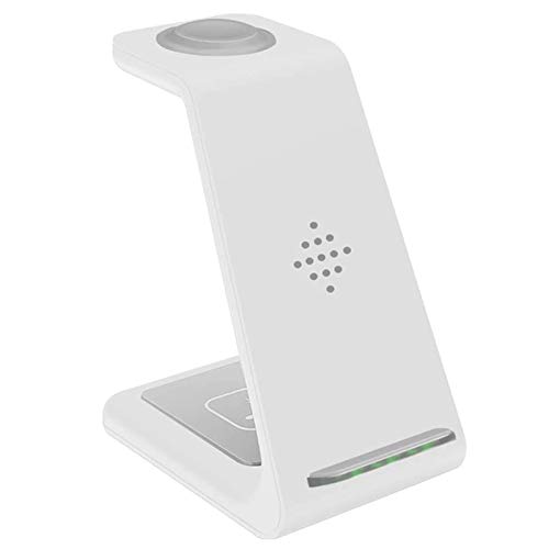 Wireless-Ladegerät, QI 3 in 1 Wireless-Ladegerät Geeignet für iPhone 11 / XS/X/Airpods Pro/Iwatch 5/4 Fast Charge Wireless-Ladestation,Weiß