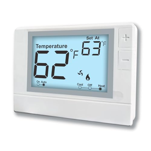 Non-Programmable Thermostat for Conventional Single-Stage Systems, 1 Heat/1 Cool, Easy DIY, White Backlight