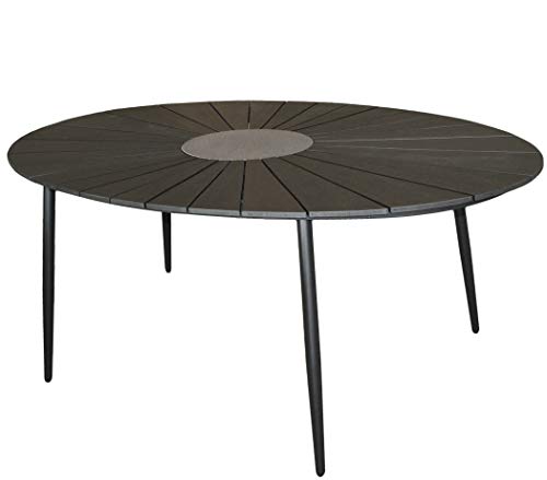 KMH®, Ovaler Holzimitat-Tisch/Gartentisch *Wolfsburg* 180 x 115 cm (schwarz) (#106178)