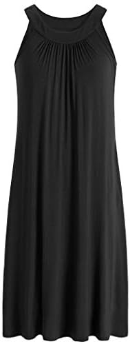 Latuza Women's Bamboo Viscose Sleeveless Nightgown with Pockets L Black