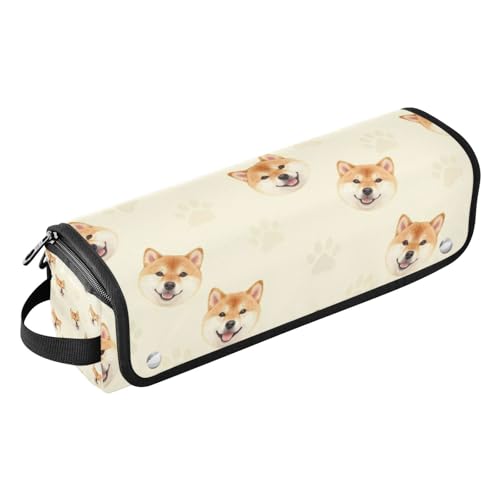 Organizador 2 en 1 para herramientas de cabello con alfombrilla resistente al calor, estuche de viaje para planchas y rizadores con diseño de cara de perro Shiba Inu para mujeres miniatura 1