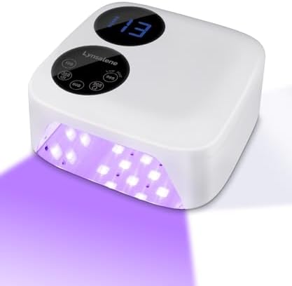 80W Cordless Nail Lamp with Magnetic Detachable Base, Dual-Screen Display & Power Bank Function, Professional UV/LED Light for Gel Nails Fast Curing All Gel Polishes(White) (White)