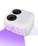 Lynsalene 80W Cordless Nail Lamp with Magnetic Detachable Base, Dual-Screen Display & Gel Nail Light, Professional UV/LED Light for Gel Nails Fast Curing All Gel Polishes(White)