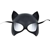 Fursuit Cat Mask,Half Mardi Gras Mask,Therian Animal Costume for Halloween,Black Kitty Masks Costume, Sexy Masquerade Masks