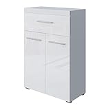  Wilmes GmbH WILLMES Hochkommode mit 2 Türen und 1 Schublade, Korpus Weiß mit Fronten in Hochglanz Melamin Dekor in der Ausführung Weiß/Weiß Hochglanz Melamin Dekor Artikelnummer 48114-75375