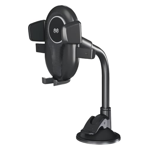 Image of MOOSH Universal Car Mount Holder for iPhone Android and All Smartphones, 360 Rotating Dashboard & Windshield Mobile Stand with Strong Suction, Anti-Shock Grip, Adjustable Viewing Angles (Black)