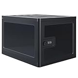 GIIYAA Clear Lockable Storage Box for Food，Tech and Home Safety, Medicine Lock Box for Safe Medication,Lockable Storage Bin，Refrigerator Storage Bins, Tablet Phone Jail Lock Box (Black)