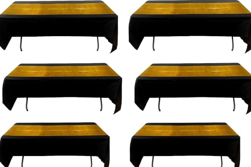 Oojami 6 Pack Black and Gold Tablecover Table Cloths for Parties 54