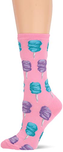 Hot Sox Women's Food and Drink Novelty Casual Crew Socks, Cotton Candy (Pink), Shoe Size: 4-10