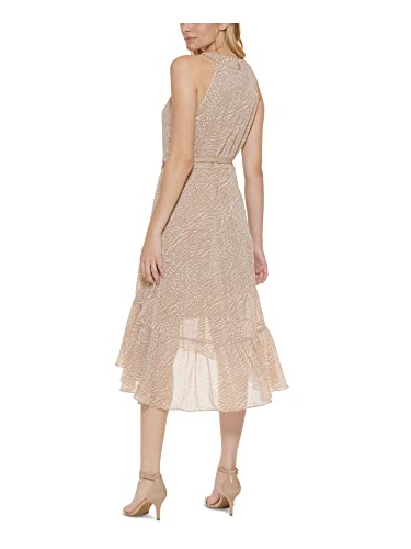 Tommy Hilfiger Women's High Low Belted Halter Dress, Sand/Ivory, 14 #TOP1