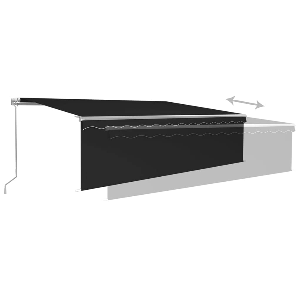 vidaXL Auvent Rétractable Manuel avec Store Banne Pliable Jardin Balcon Terrasse Patio Extérieur Protection Contre Rayons UV 5x3 m Anthracite