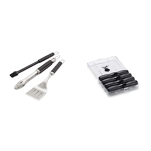 Weber 6764 Premium Grillbesteck 3-teilig & 6489 Maiskolbenhalter-Set, 8 Stück, Picknick, Grillen, Gartenparty Weber 6764 Premium Grillbesteck 3-teilig & 6489 Maiskolbenhalter-Set, 8 Stück, Picknick, Grillen, Gartenparty