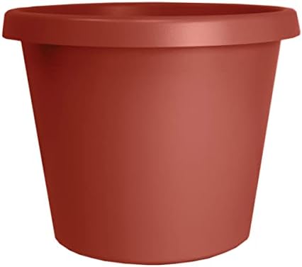 The HC Companies 20 Inch Round Prima Planter - Large Plastic Plant Pot with Rolled Rim for Indoor Outdoor Plants Flowers Herbs, Clay