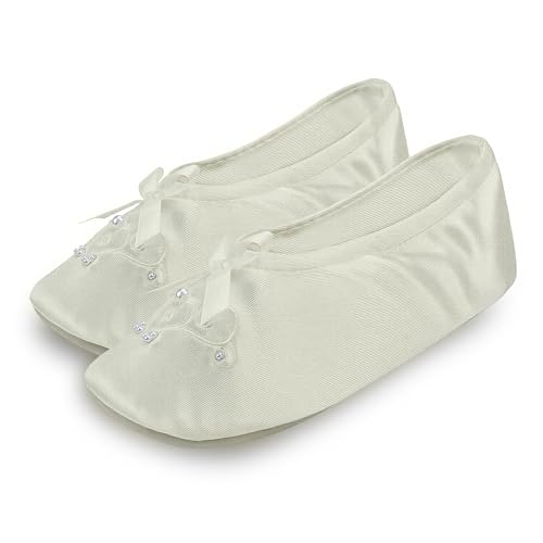 isotoner Girl's Satin Ballerina with Embroidered Pearl3