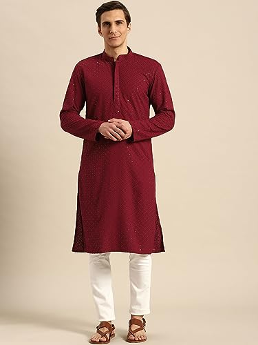 Image of Rajubhai Hargovindas Men Chikankari and Sequin Work Kurta
