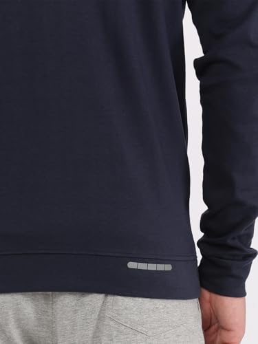 Image of Macroman M-Series Men Hooded Regular Fit Cotton Blend Sweatshirt with Reflective Detail