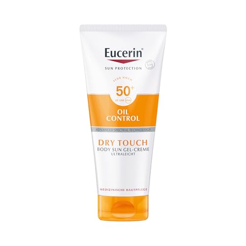 Eucerin Oil Control Body Sun Gel-Creme LSF 50+ 200 ml, ultraleichte Sonnencreme mit UVA/UVB-Filtern, wasserfester und schweißresistenter Sonnenschutz für Sportler*innen