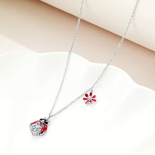 POPLYKE Ladybug Necklace for Women Sterling Silver Ladybug Jewelry Gifts for Mother Daughter4