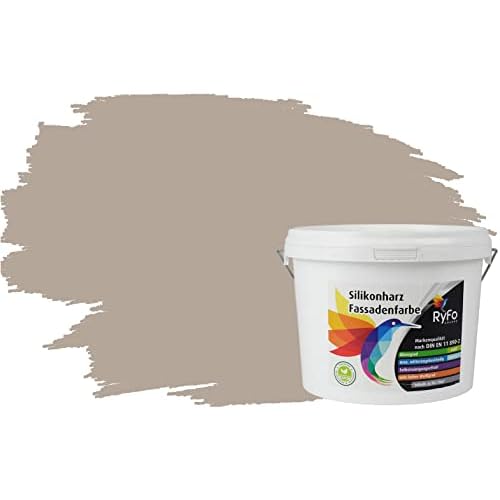 RyFo Colors Silikonharz Fassadenfarbe Lotuseffekt Trend Fango Light 3l - bunte Fassadenfarbe, weitere Braun Farbtöne und Größen erhältlich, Deckkraft Klasse 1