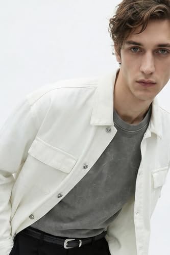 Image of SNITCH LEGACY Men Casual Jacket| Relaxed Fit Full Sleeve Spread Collar Denim Design | 100% Cotton & Breathable Twill Fabric For Streetwear, Spring Layering & Daily Outings