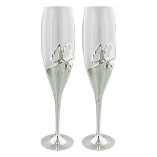 Flûtes à champagne 40e anniversaire Juliana le cadeau de mariage idéal de 26 cm