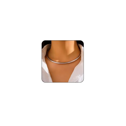14K Gold Collar Necklace for Woman Trendy Silver Choker Necklaces for Woman Statement Open Round Collar Choker Necklace