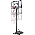 4.4-10ft Adjustable Height Basketball Hoop Outdoor, Portable Basketball Goal, 44in Shatterproof Backboard, Fillable Base, 2 Portable Wheels for Backyard/Indoor, for Kids/Teenagers/Adults