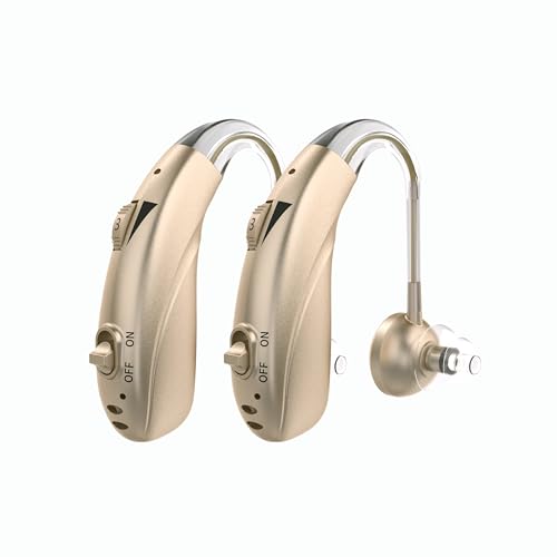 Image of FASTWELL F28-2 Unit for Both Ear Digital Advanced Rechargeable Hearing Aid for Adults with Hearing Loss | |Digital Noise Reduction | (Gold-Pair) | 1-Year Warranty