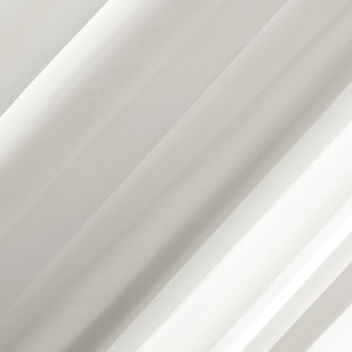 Image of No. 918 Emily Sheer Voile Rod Pocket Door Sidelight Curtain Panel, 28 inch W x 72 inch L, Eggshell (Pack of 2)