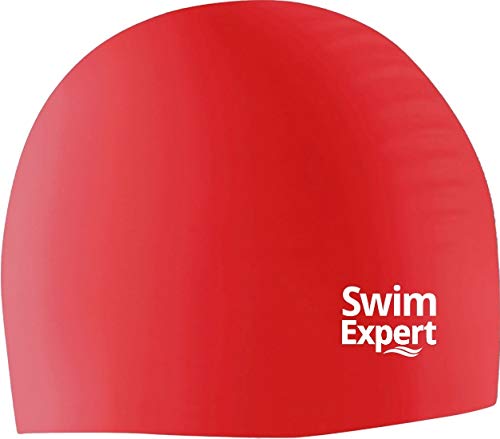 SwimExpert Bonnet de Bain en Silicone pour Adulte Rouge Cover