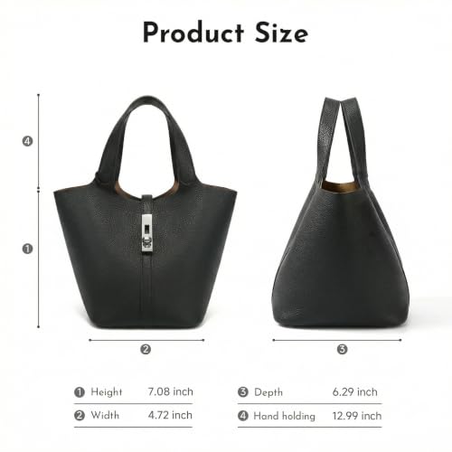 Image of Tote Bag for Women Vegan Leather Bucket Purse for Women Top Handle Handbag Shoulder Bag with Detachable Small Purse